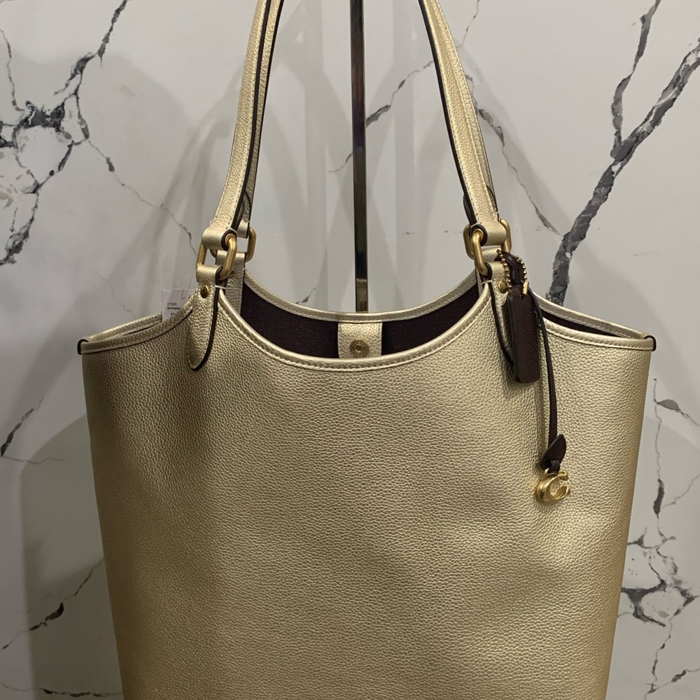 COACH Everyday Metallic Soft Gold Leather Tote Bag